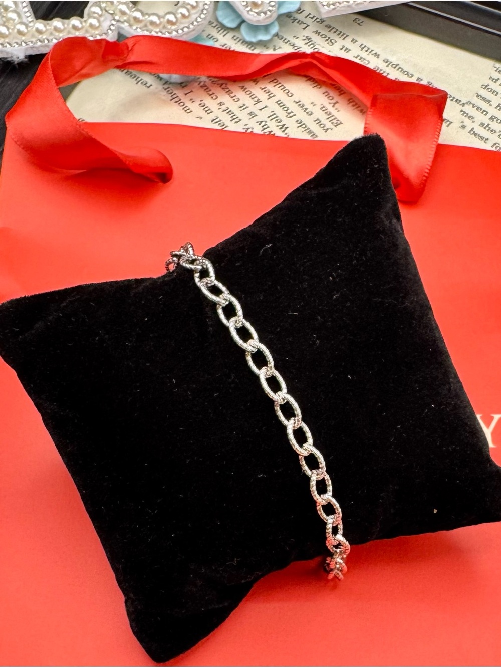 James Avery Silver Soon to be Retired Oval Twist Link Charm Bracelet